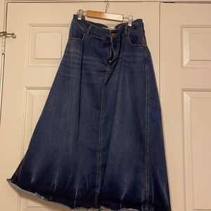 Plus sized, blue jean skirt